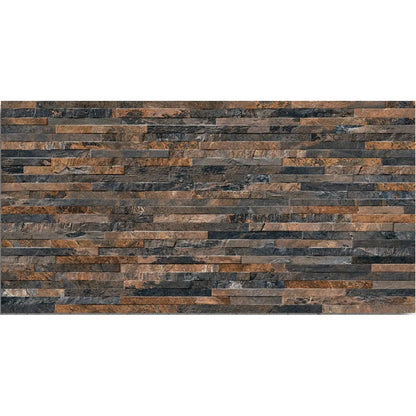 Ardesia Natural Muro 32x62.5cm stacked slate effect textured wall tile face detail