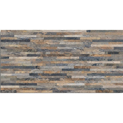 Ardesia Gris Muro 32x62.5cm stacked slate effect textured wall tile face detail