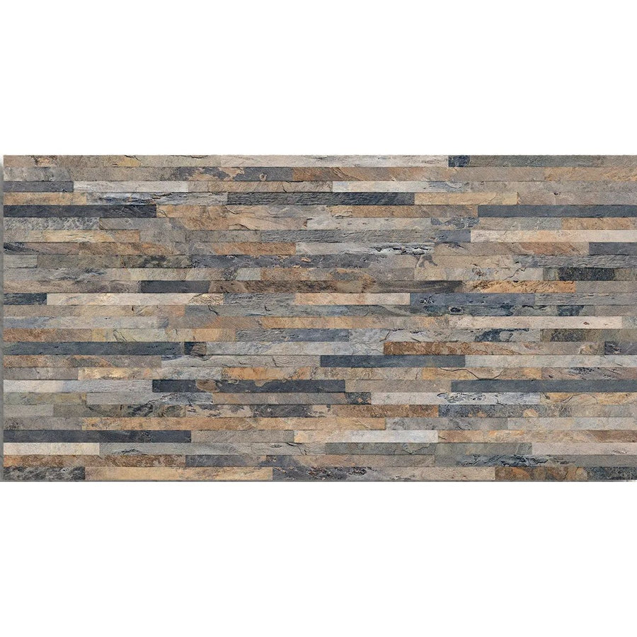 Ardesia Gris Muro 32x62.5cm stacked slate effect textured wall tile face detail