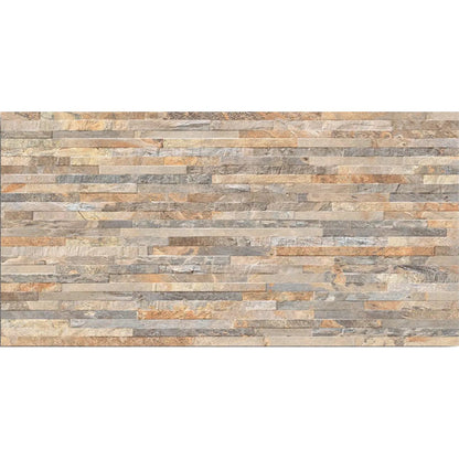 Ardesia Ocre Muro 32x62.5cm stacked slate effect textured wall tile face detail