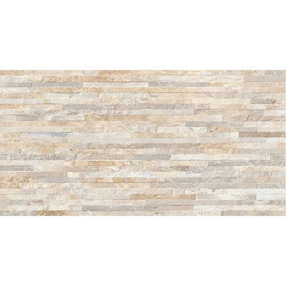 Ardesia Almond Muro 32x62.5cm stacked slate effect textured wall tile face detail
