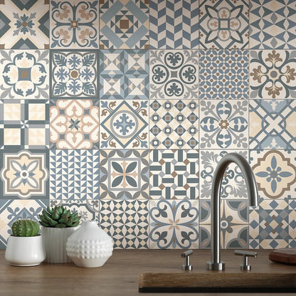 Rustic Taco Heritage Grey 16.5 x 16.5cm patterned porcelain tiles in a room setting