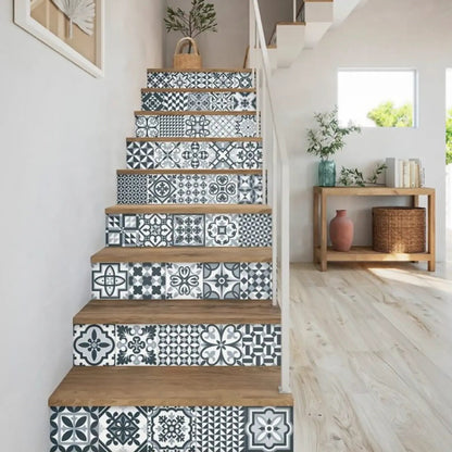 Rustic Taco Heritage Black 16.5 x 16.5cm patterned porcelain tiles in a room setting