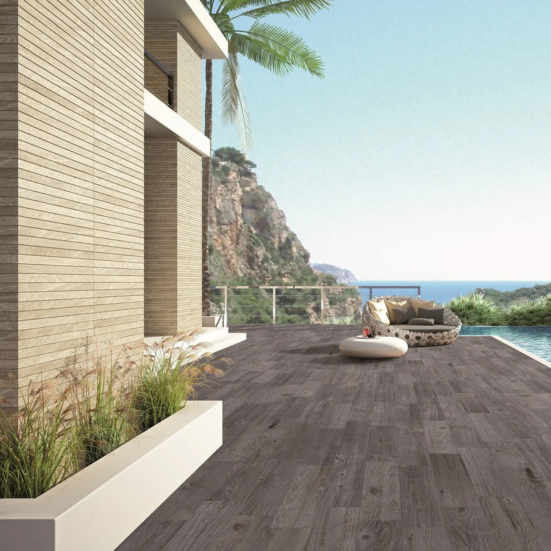 Vancouver Gris wood effect porcelain tile room setting