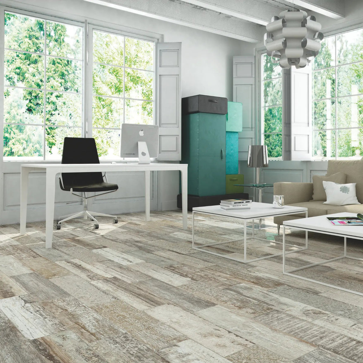 Origen Miel 15 x 90cm porcelain wood effect tile room setting