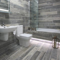 Origen Dark 15 x 90cm porcelain wood effect tile room setting