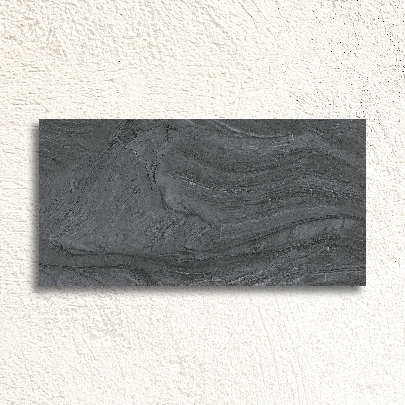 Varana Marengo 32 x 62.5cm black porcelain stone effect tile face