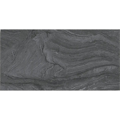 Varana Marengo 32 x 62.5cm black porcelain stone effect tile face