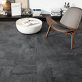 Varana Marengo 32 x 62.5cm black porcelain stone effect tile room setting