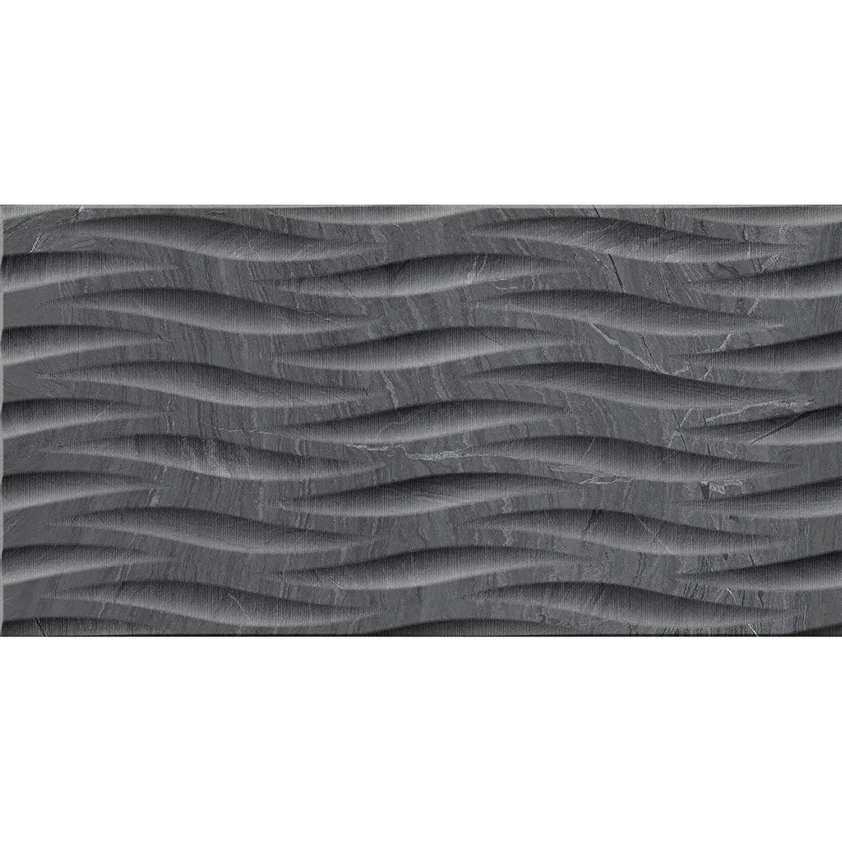 Varana Marengo Deco 32 x 62.5cm black porcelain stone effect decor tile face