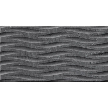 Varana Marengo Deco 32 x 62.5cm black porcelain stone effect decor tile face