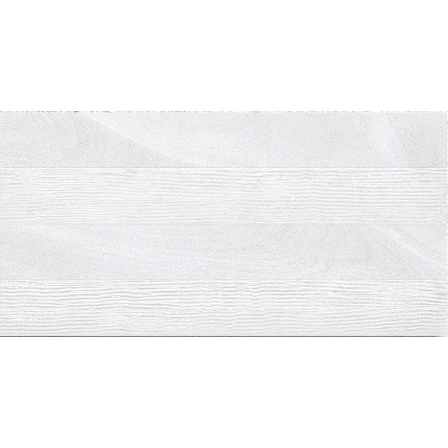 Austral Blanco Decor 32 x 62.5cm glazed porcelain stone effect feature tile face