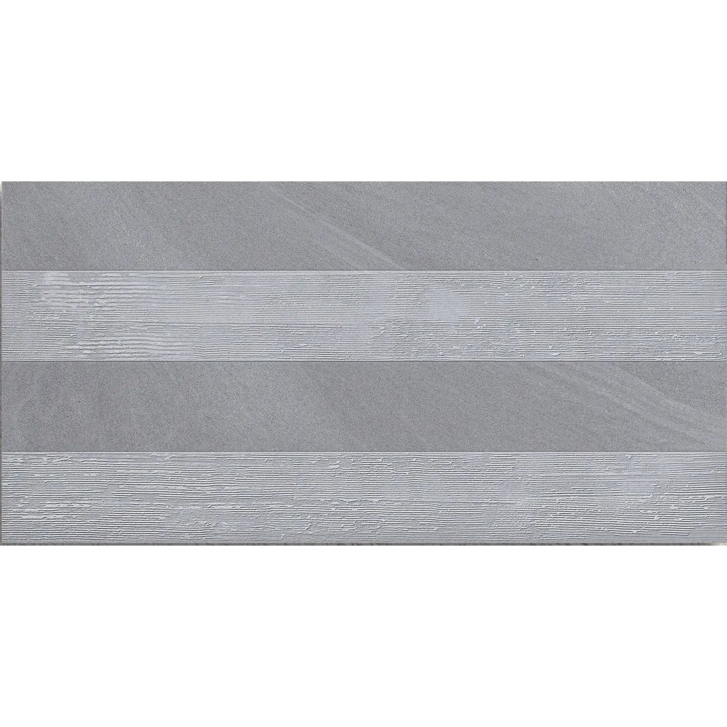 Austral Gris Decor 32 x 62.5cm glazed porcelain stone effect feature tile face