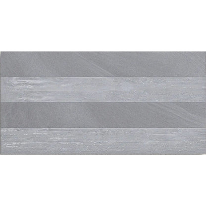 Austral Gris Decor 32 x 62.5cm glazed porcelain stone effect feature tile face