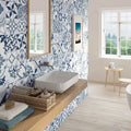 Lumier Taco Blue 16.5 x 16.5cm matt porcelain tile room setting