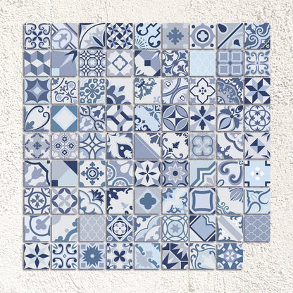 Lumier Taco Blue 16.5 x 16.5cm matt porcelain tile pattern detail