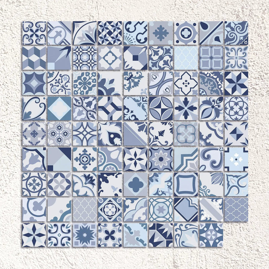 Lumier Taco Blue 16.5 x 16.5cm matt porcelain tile pattern detail