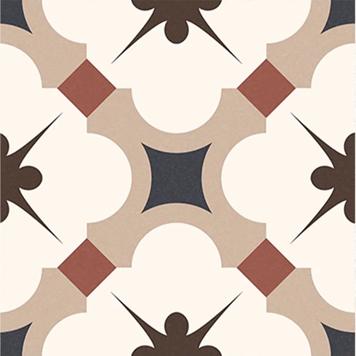 Grace Beige Taco 16.5 x 16.5cm glazed porcelain patterned tile face
