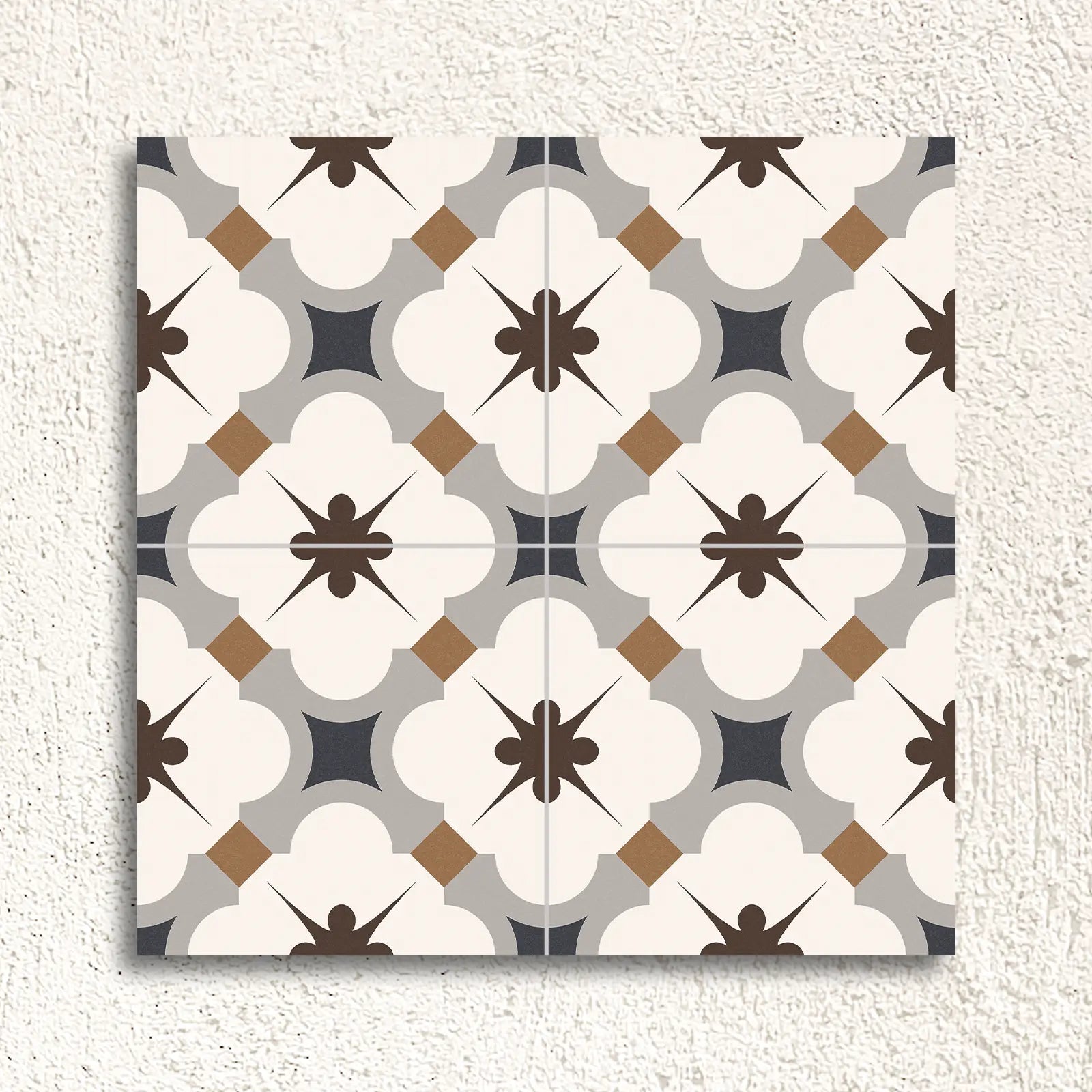 Grace Grey Taco 16.5 x 16.5cm glazed porcelain patterned tiles