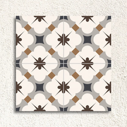 Grace Grey Taco 16.5 x 16.5cm glazed porcelain patterned tiles