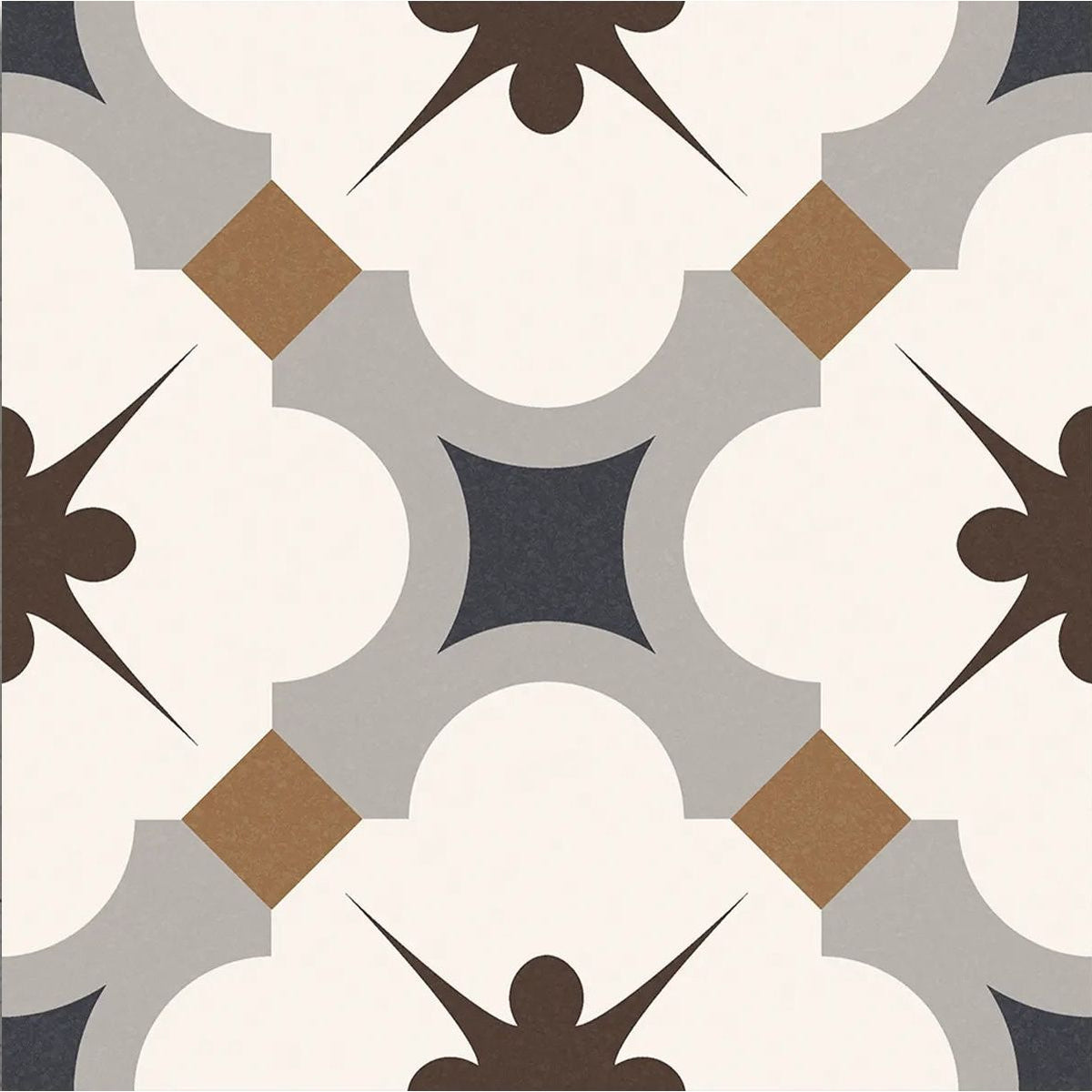 Grace Grey Taco 16.5 x 16.5cm glazed porcelain patterned tile face