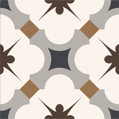 Grace Grey Taco 16.5 x 16.5cm glazed porcelain patterned tile face