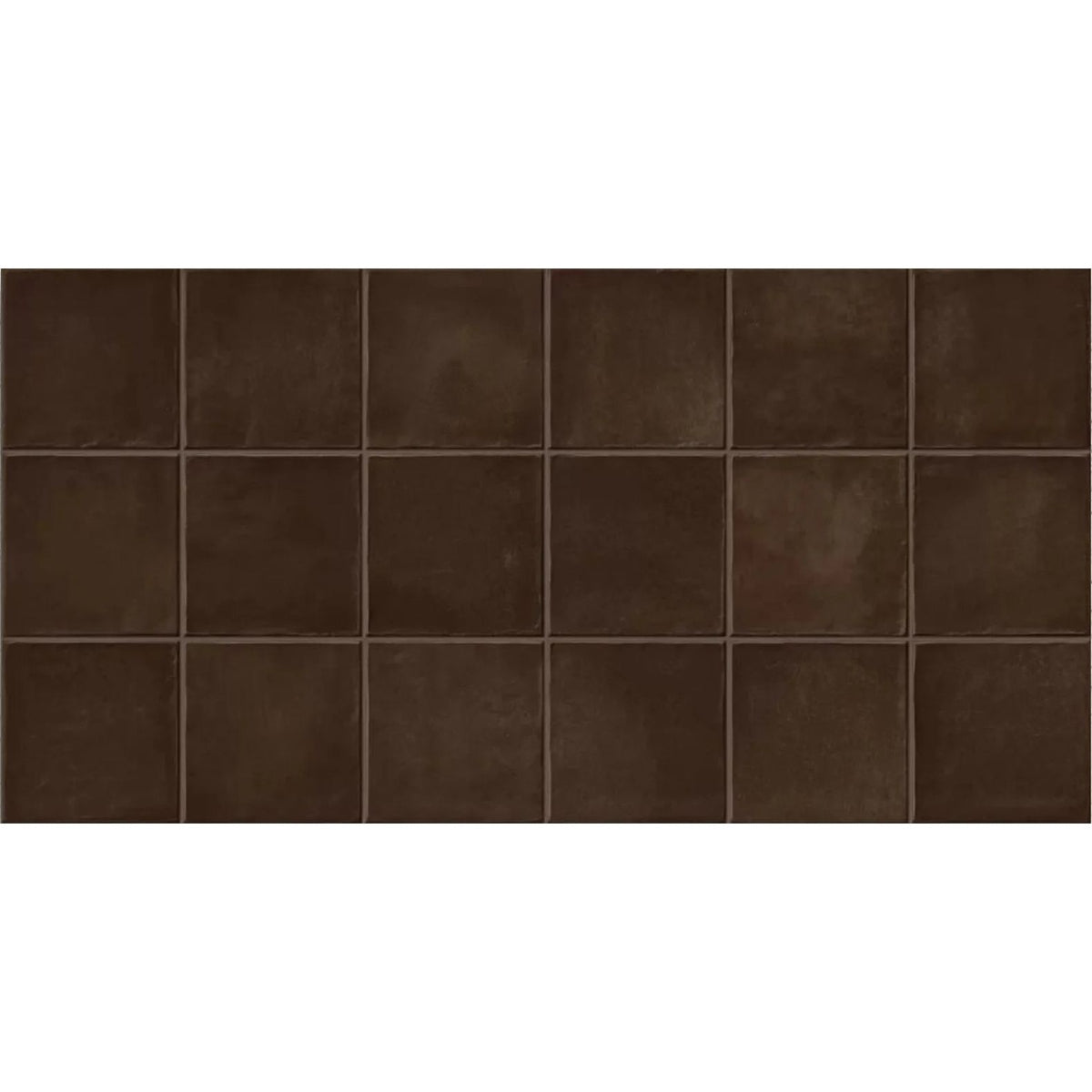 Dakota Chocolate gloss porcelain zellige-style wall tile, 32 x 62.5cm, tile face
