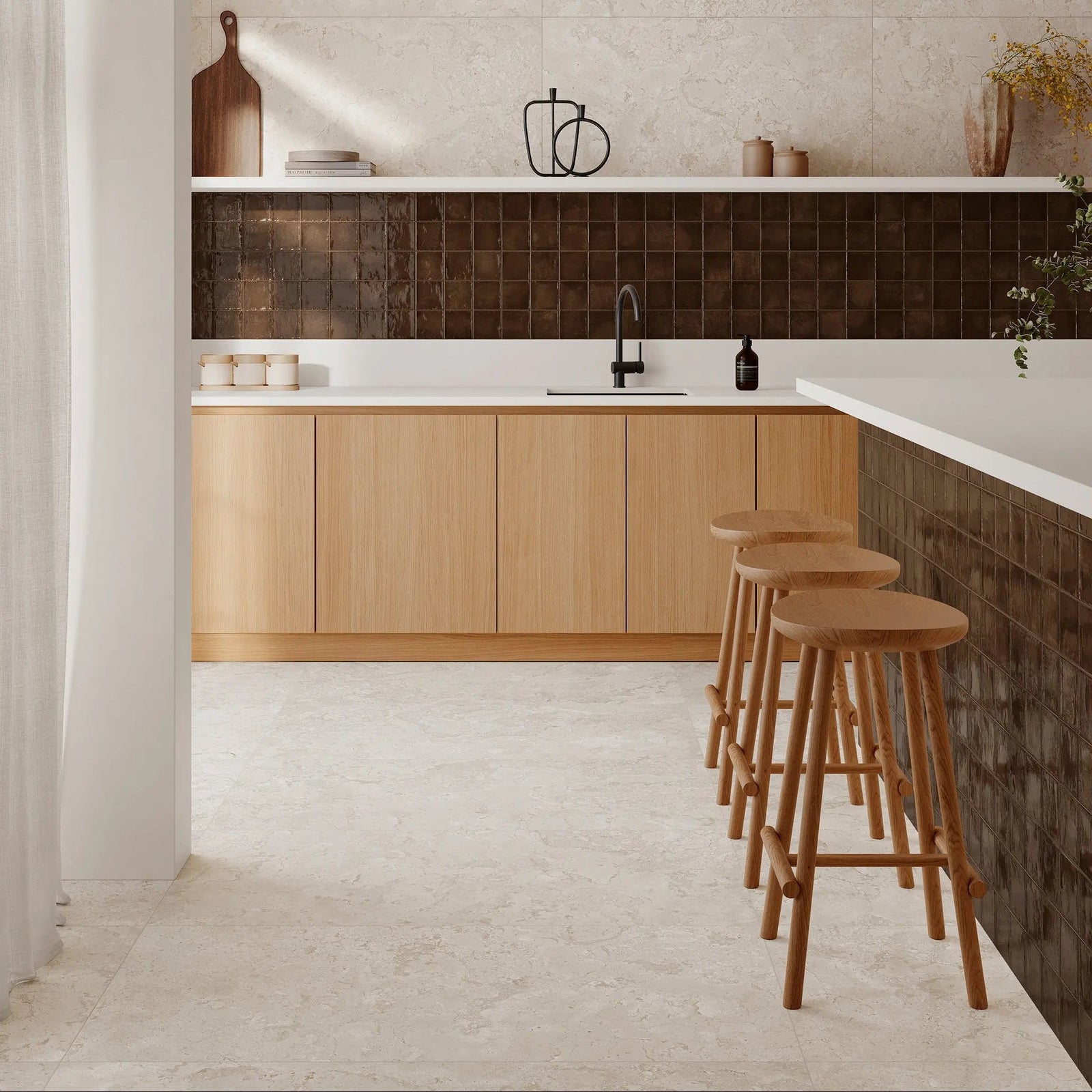 Dakota Chocolate 32 x 62.5cm Porcelain Tile – detail view 3