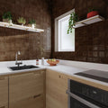 Dakota Chocolate brown gloss zellige-style tiles in a living space