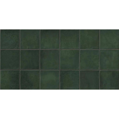 Dakota Ivy gloss porcelain zellige-style wall tile, 32 x 62.5cm, tile face