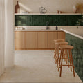 Dakota Ivy green gloss zellige-style tiles in a styled room