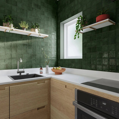 Dakota Ivy gloss zellige-style tiles in a living space