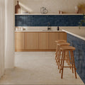 Dakota Bilberry blue-violet gloss wall tiles in a styled room