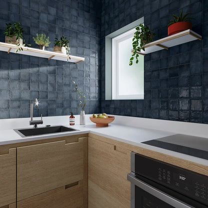 Dakota Bilberry gloss zellige-style tiles in a living space