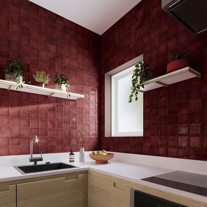 Dakota Port gloss wall tiles close-up room detail