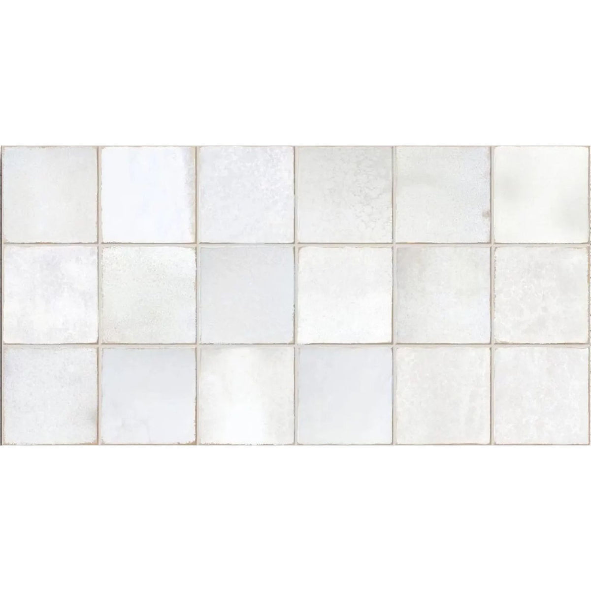 Dakota Pearl gloss porcelain zellige-style wall tile, 32 x 62.5cm, tile face