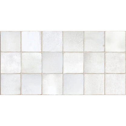 Dakota Pearl gloss porcelain zellige-style wall tile, 32 x 62.5cm, tile face