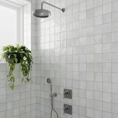 Dakota Pearl gloss wall tiles close-up room detail