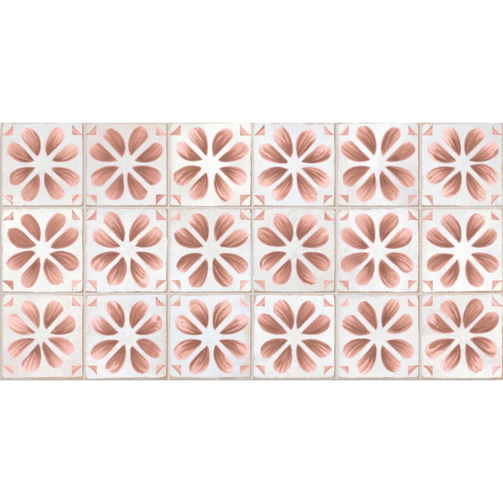 Dakota Flora Port patterned gloss porcelain wall tile, 32 x 62.5cm, tile face