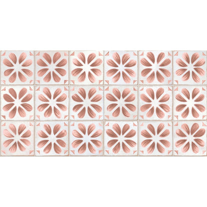 Dakota Flora Port patterned gloss porcelain wall tile, 32 x 62.5cm, tile face