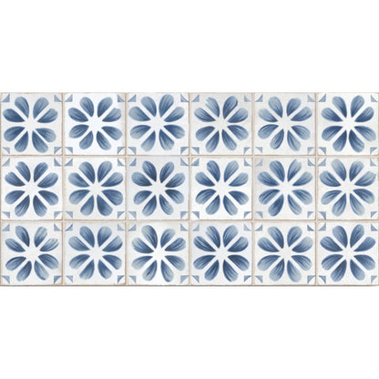Dakota Flora Ice patterned gloss porcelain wall tile, 32 x 62.5cm, tile face