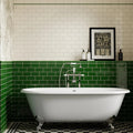 Windsor Balmoral Green Pencil 1 x 15cm ceramic trim tile room setting