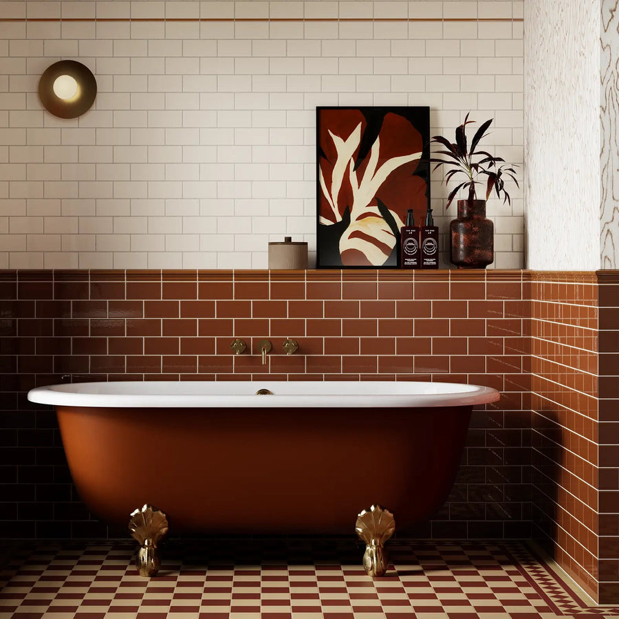 Windsor Osborne Caramel Pencil 1 x 15cm ceramic trim tile room setting