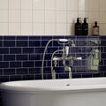 Windsor Kensington Blue Moldura 5 x 15cm ceramic moulding tile room setting