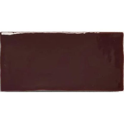 Remy Wine red gloss brick wall tile face detail