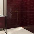 Remy Wine red gloss brick wall tile 6.5 x 13cm shown in a room setting
