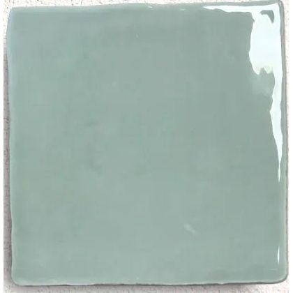 Remy Sage green gloss square wall tile face detail