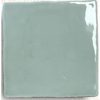 Remy Sage green gloss square wall tile face detail