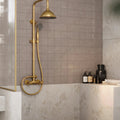 Remy Thistle gloss square wall tile 10 x 10cm shown in a room setting