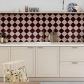 Remy Wine gloss square wall tile 10 x 10cm shown in a room setting